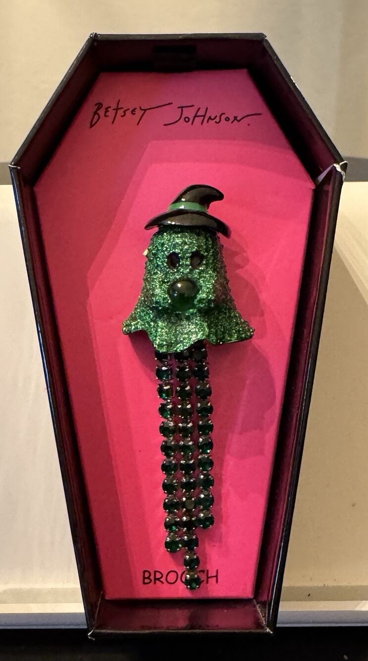 NIB Betsey Johnson Halloween Witch Ghost Fringe Brooch
